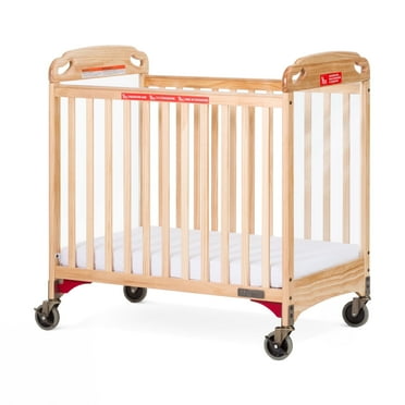 Child Craft Safe Haven Evacuation Compact Portable Crib with 3" Mattress, Clearview Panels