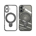 thumbnail image 2 of for iPhone 16 Plus Magnetic Clear Case with All-inclusive Camera Lens Film [Compatible with MagSafe] Shockproof Plating Anti-yellowing Transparent Ring Kickstand Slim Phone Case,Black, 2 of 7