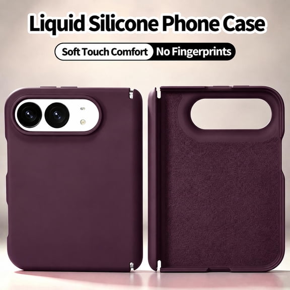 ELEHOLD Liquid Silicone Case for Apple iPhone Duo, Shockproof Soft Protective Raised Bezels Hinge Cover with Microfiber Lining,Cherryred