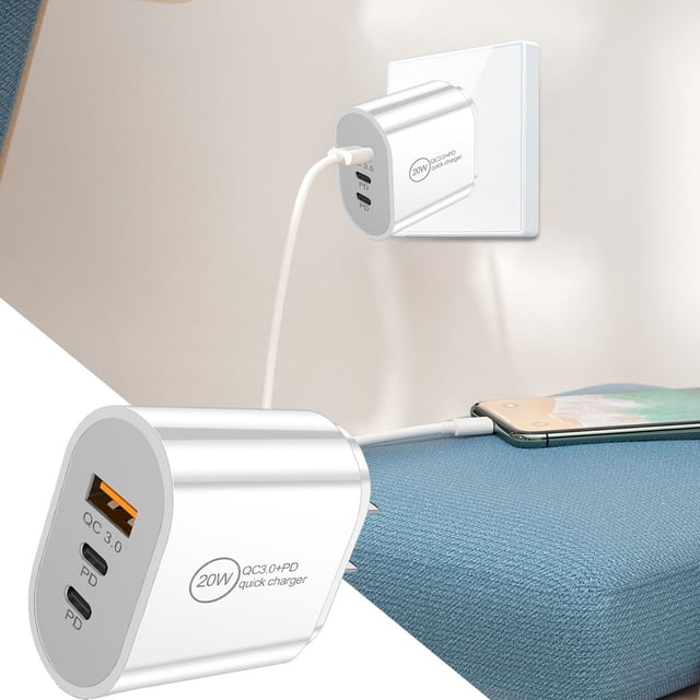 20W USB C Fast Charger Dual 2 Port PD Powered + Charger Wall Charger Stand
