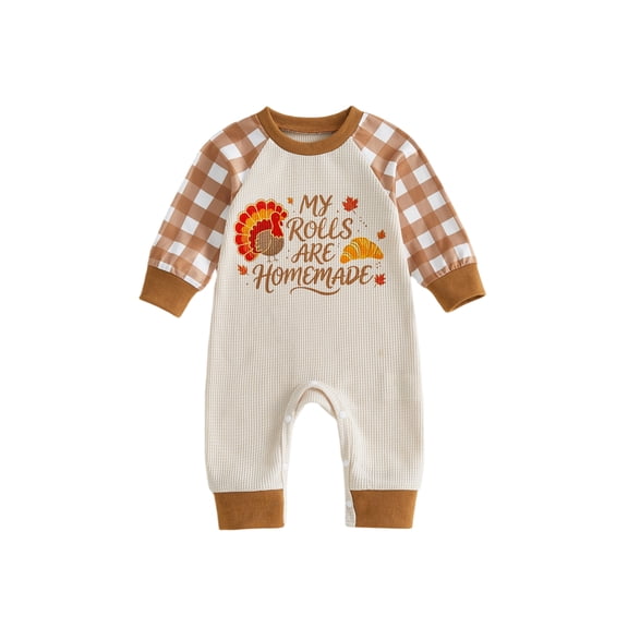 Baby Boy Thanksgiving Clothes Long Sleeve Turkey Letter Print Romper One Piece Sweatshirt Jumpsuit 0-18 Months Fall Clothes