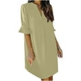 thumbnail image 1 of Robe d'Été Ample pour Femmes Mode Décontractée Col en V Manches Courtes Robe Mini Ample Robe d'Été pour Femmes avec Manches, 1 of 5