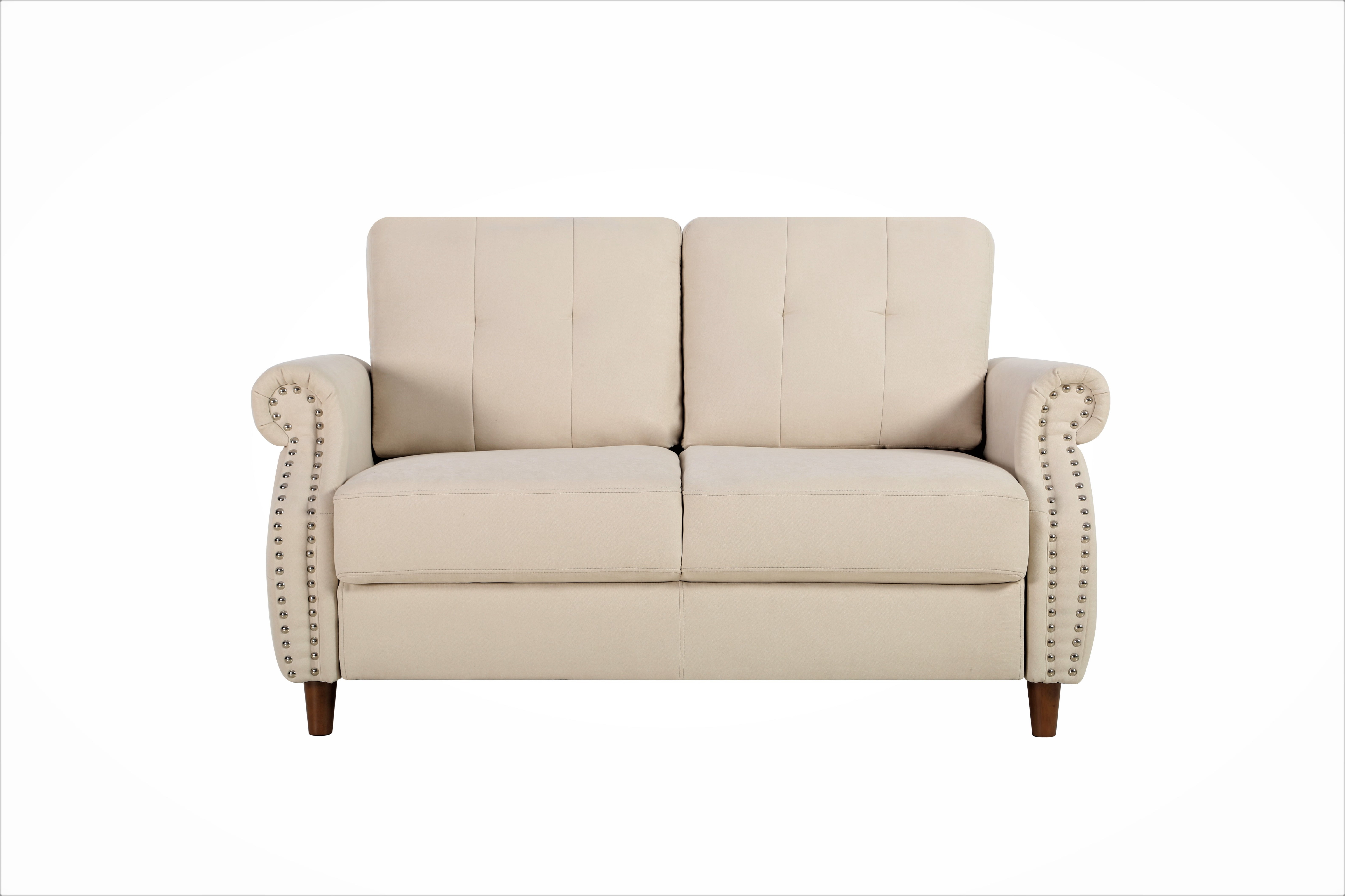 US Pride Furniture Matsuko 57.48'' Rolled Arm Polyester Loveseat , Beige