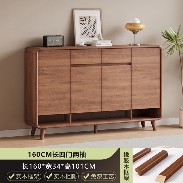 Zapatero de madera maciza de nogal, mueble de entrada para el hogar, mueble de almacenamiento de gran capacidad para balcón, nuevo explos 2024