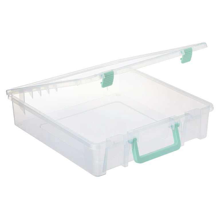  Simply Tidy 12” x 12” Plastic Scrapbook Storage Case Portable  Case for Documents, Papers, Sewing, Crafts - Clear, Bulk 6 Pack