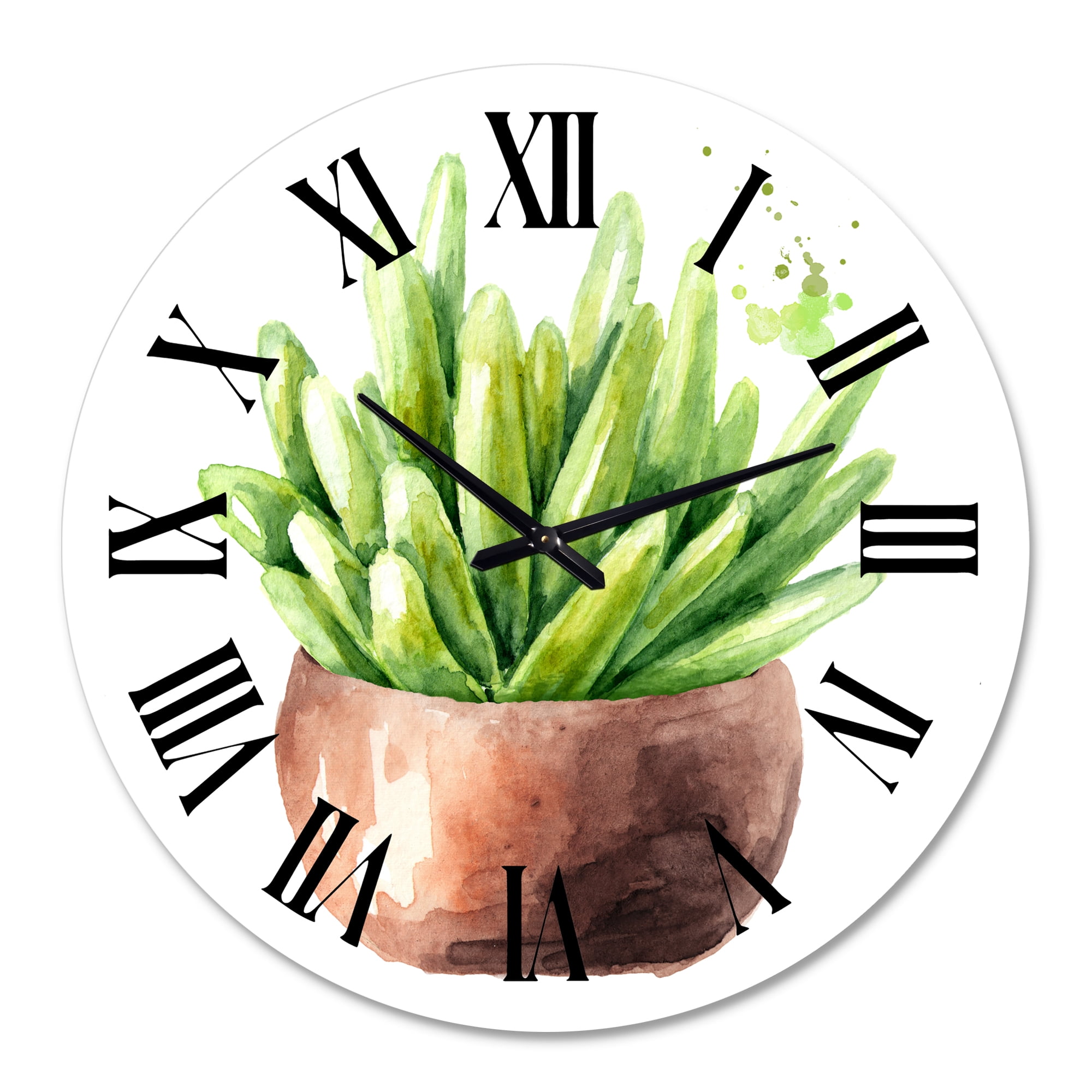 Designart 'Succulent Flower In Terracotta Pot I' Traditional Wall Clock