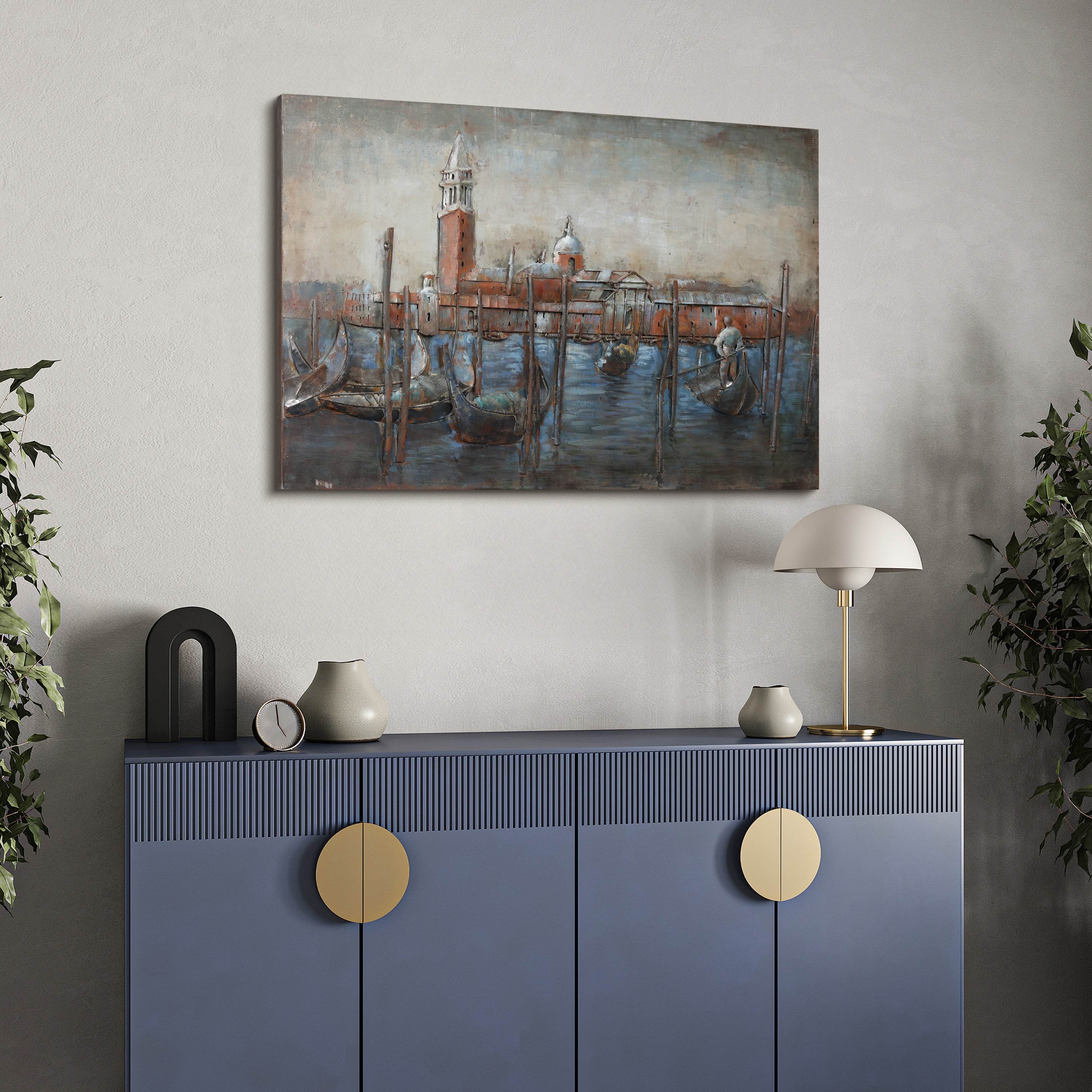 Empire Art Direct Primo Mixed Media 3D Iron Wall Sculpture - Gondolas in Venice