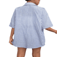thumbnail image 5 of LYMAYTER Women's Summer Stripes 2 Piece Button-Down Shirt & Shorts Breathable Comfort Set XS-XL, 5 of 9