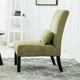 thumbnail image 3 of 31" Contemporary Chenille Fabric Armless Accent Chair with Pillow And Soft Cushion, Single Lazy Chair With Solid Wood Legs For Living Room, Bedroom, Office, Balcony, Green, 3 of 8