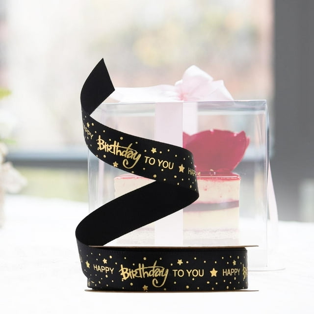 1.5 cm Cintas de feliz cumpleaños DIY Envoltura de regalos Cinta de ajuste Niños Adultos Dorado para arcos Festival Floristería Flores Suministr Negro 20 yardas Baoblaze Cintas de purpurina