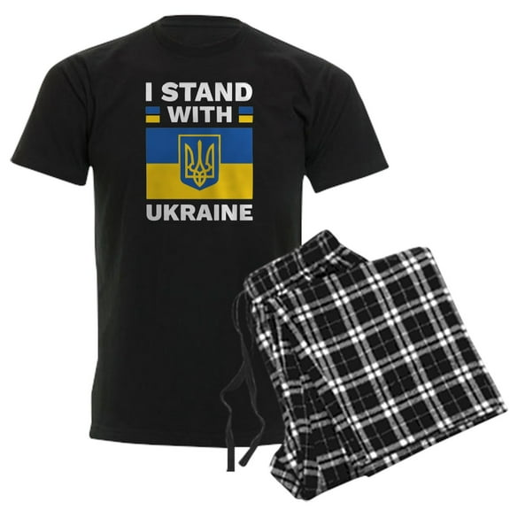 CafePress - I Stand With Ukraine Men's Dark Pajamas - Men's Dark Loose Fit Cotton Pajama Set
