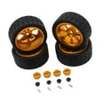 thumbnail image 5 of Kuntesetty RC Wheel Rims Rubber Tires Kit Replacement M3 Wheel Nut for 144001 1:12 1:18 Gold, 5 of 9