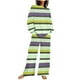 thumbnail image 2 of Puntoco Traje De Pantalón Y top De Cuello Redondo De Manga Larga Con Estampado Informal A Rayas De Verano Para Mujer Verde Xxxl, 2 of 5