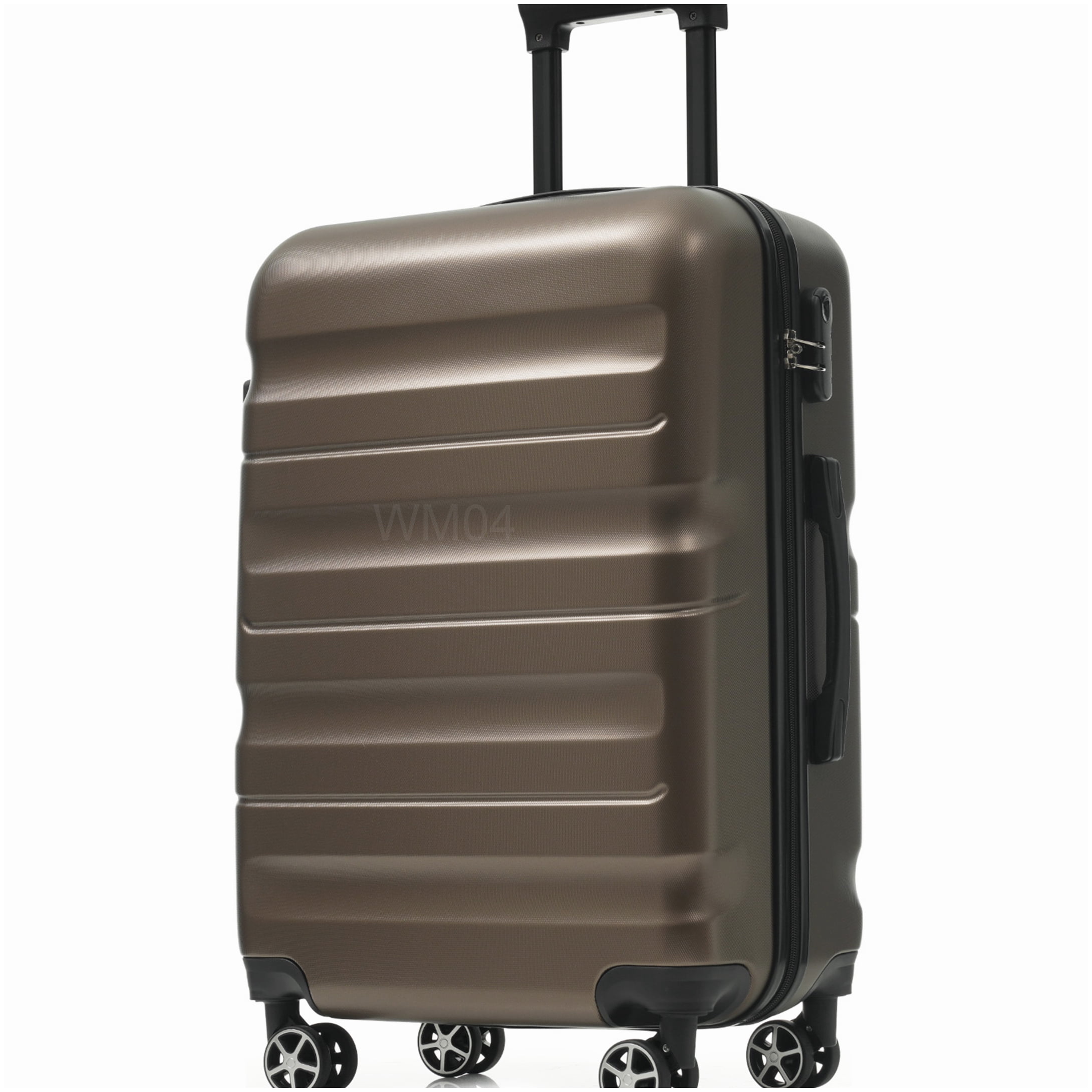 360° Spinner Wheel Luggage Set, 6-Piece ABS Hardshell Suitcases in Lightweight Design for Men and Women, Brown