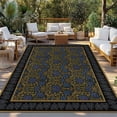 thumbnail image 2 of Vintage Navy Blue Roses Outdoor Rug for Patio/Deck/Porch, Non-Slip Large Area Rug 6 x 9 Ft, Abstract Art Floral Green Leaves Indoor Outdoor Rugs Washable Area Rugs, Camping Rug Carpet Runner, 2 of 8