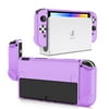 Switch OLED Dockable Case - Purple, for Nintendo Switch OLED Model 2021, Cute Protective Case Cover, Hard PC Shell coated with Silicone Skin for Switch OLED Accessories Console & JoyCon Controller
