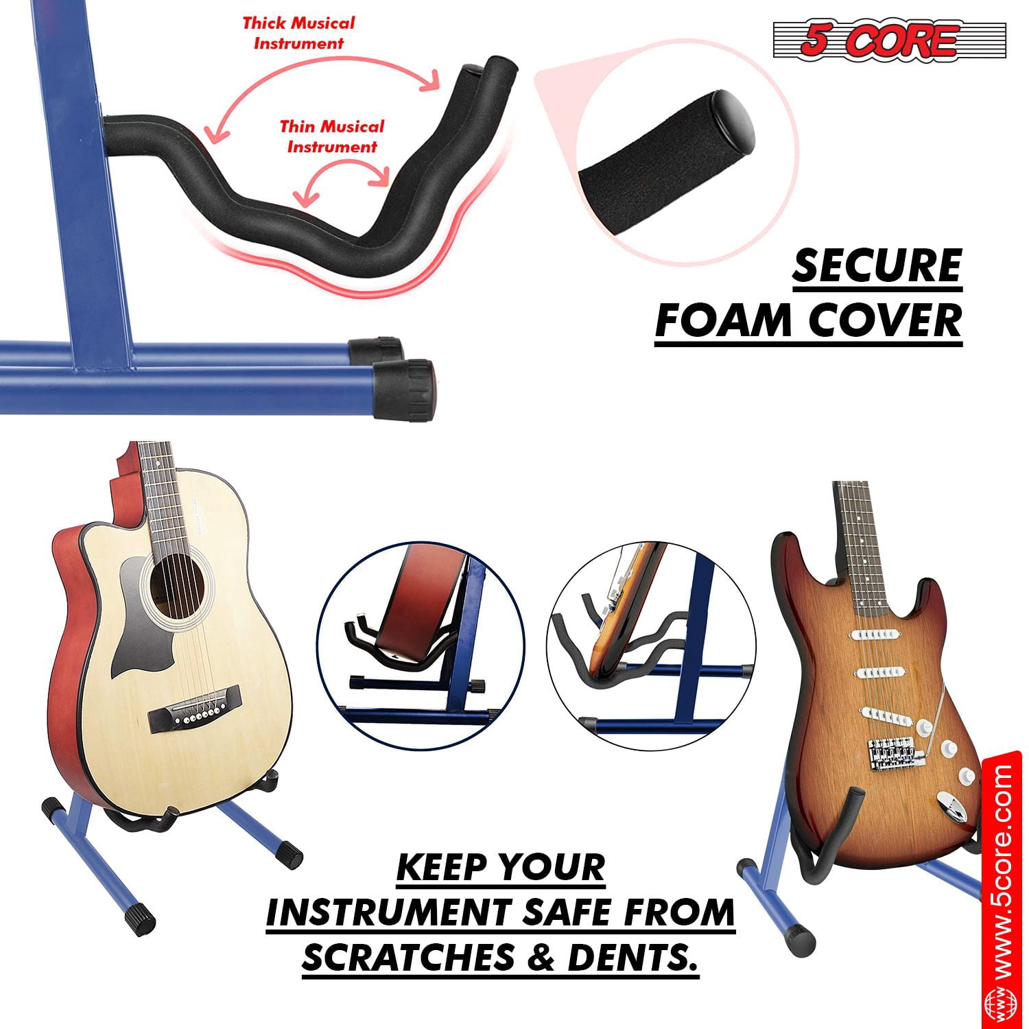 Guitar Stand A Frame Shape w Soft Foam Arm Non Slip Rubber for Acoustic Electric Bass Ukulele