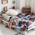 thumbnail image 5 of Custom Bed Throw Blankets with Photos Text,Personalised Fleece Blanket Customized Picture Memory Gift for Wife Husband Couples (1 Photo Blanket, 80 × 120cm), 5 of 6
