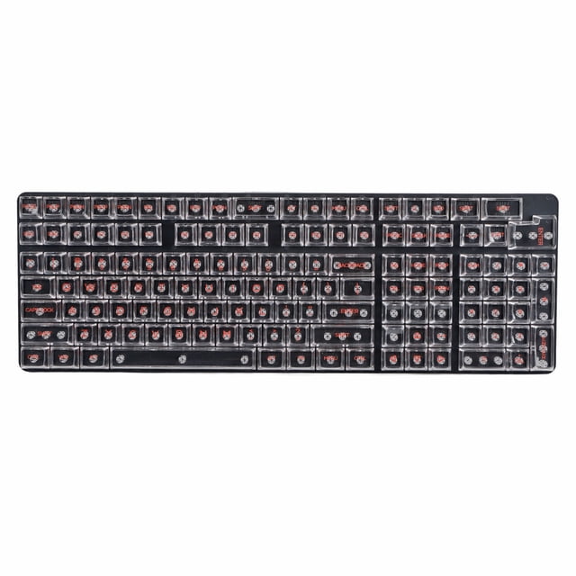 Teclas para teclado mecánico de 132 teclas, altura CBSA, teclas ergonómicas transparentes, letras blancas y naranjas