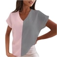 thumbnail image 1 of Gibobby Blusa Termica Las mujeres blusas V cuello T camisas de Tee cómodo ropa Camisa Casual Tops para las mujeres manga corta de verano（Rosa， XXL), 1 of 5