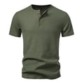thumbnail image 4 of Bosfbaoi Henley Shirts For Men Waffle Knit Men's Shirts Solid Color Slim Fit Tops Button Placket Casual Tee, 4 of 9