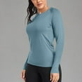 thumbnail image 2 of Timegard Womens Tops Long Sleeve Slim Fitting Comfy Pullover Tops Casual Solid Color Crewneck Basic Tops, 2 of 8