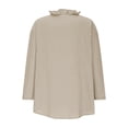 thumbnail image 4 of Bosfbaoi Womens Blouse Ruffled V Neck Button Down Oversized Rolled Long Sleeve Solid Linen-Look Casual Tops for Women, 4 of 5