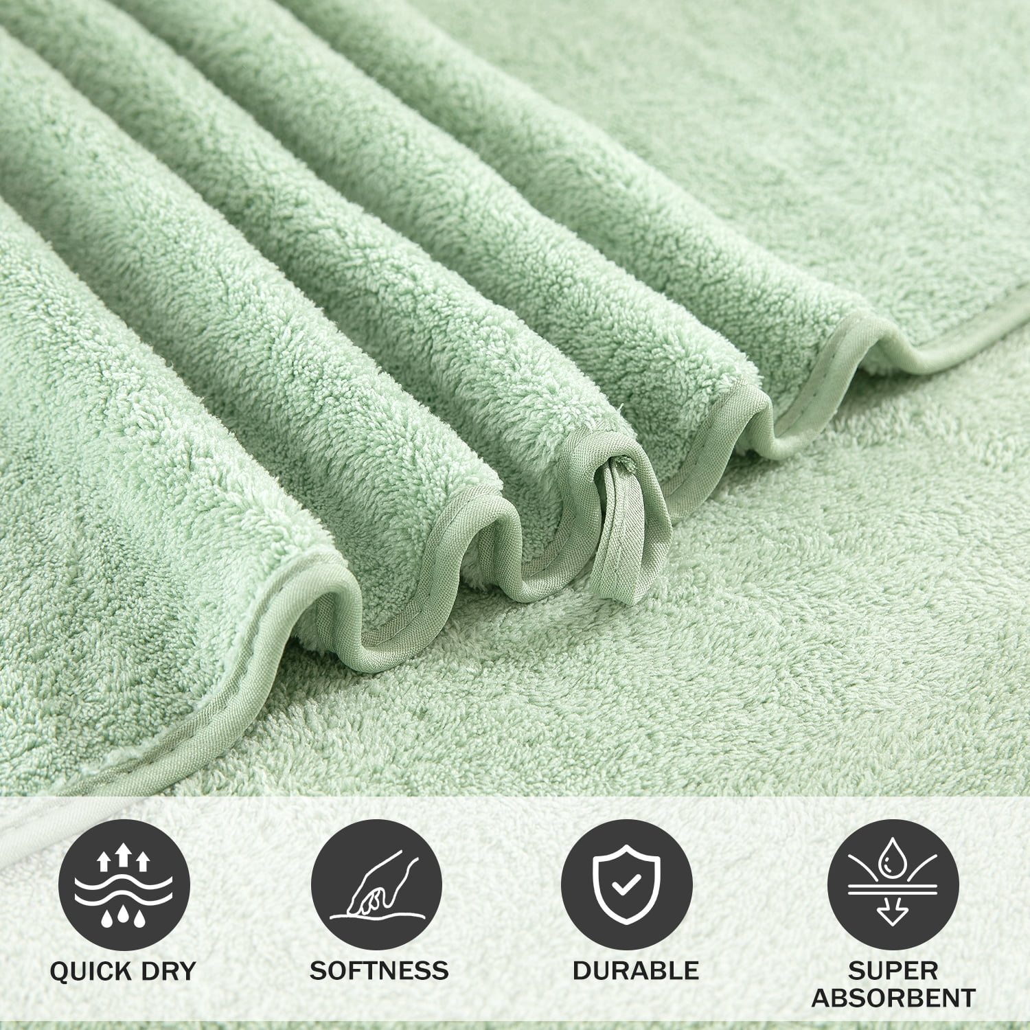 Green Essen 4 Pack Oversized Bath Towel Sets 700 GSM Soft Large Shower Towels 35 x 70 Inches Quick Dry Bath Sheets Highly Absorbent Bath Towel Clearance for Bathroom Spa Hotel Gym(Green)