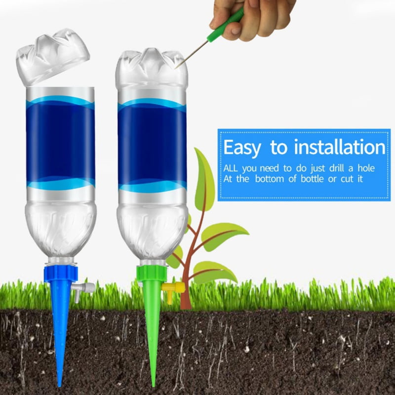 Self Watering Spikes Plant Watering Devices 12 pack Plant Waterer Automatic Vacation Drip Irrigation Watering Bulbs Globes Stakes System with Slow Release Control Valve Switch for Potted Plants 