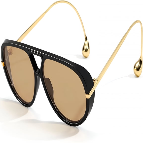 GJX Trendy Oversized Aviator Sunglasses for Women Men Retro Big Round Sun Glasses Vintage Shield Shades