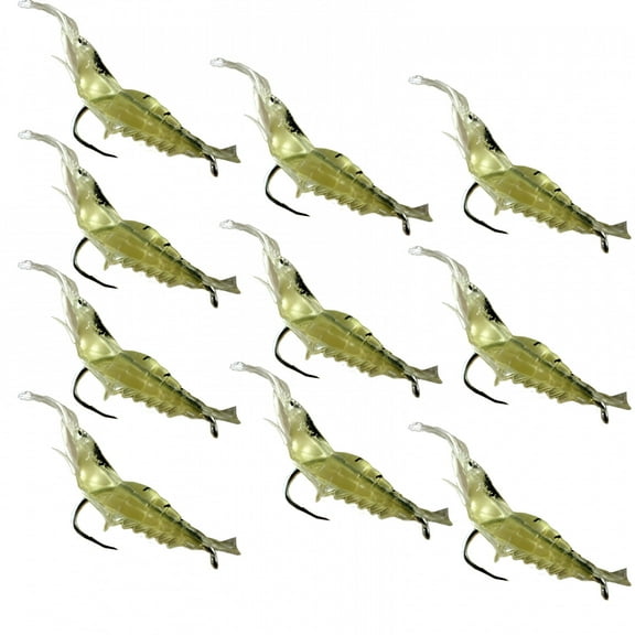 BESTSKY 10pcs Shrimp Soft Prawn Hook Tackle Bait Saltwater Bass Fishing Lures