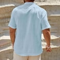 thumbnail image 4 of Baeitkot Men's Comfortable Soft Breathable Vintage Casual Solid Color Concise Short Sleeved V-neck Shirt Blouse Classic Easy Wear Everyday Work Weekend Daily Outfit Top, 4 of 6