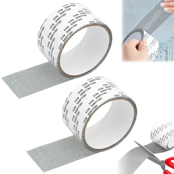 2PCS Window Screen Patch Repair Kit Tape, 2in x 32.8ft Heavy Duty Screen Repair Kit for Window Screen and Screen Door Tears Holes, Strong Adhesive & Waterproof Window Screen Tape Mesh Repair