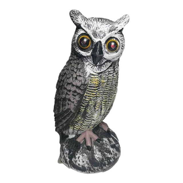 Dispositivos de disuasión realistas CUTICAT Señuelo de búho solar de plástico 12 cm x 11,5 cm x 24 cm GRIS