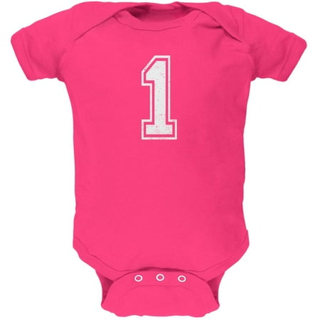 

Birthday Kid Jersey 1 1st First Hot Pink Soft Baby One Piece - 18-24 months