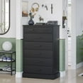 thumbnail image 5 of 7 Drawer Dresser Chest of Drawers for Bedroom with Solid Bottom & “X” Steel Frame, Large Tall Dresser Storage Cabinet for Living Room, Black, 5 of 8