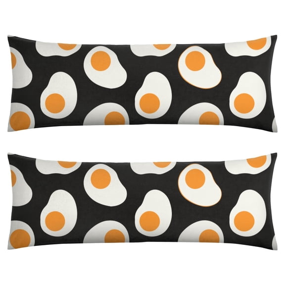 Fried Egg Print Body Pillow Cover 20x54 - Soft Long Pillow Case with Invisible Zipper for Full Body Support - Breathable Maternity & Sleeping Pillowcase - Machine Washable Eggshell Design