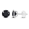 thumbnail image 2 of Decadence Sterling Silver 6mm Round Natural Black Onyx Birthstone Prong Set Stud Earrings For Women and Girls, 2 of 5