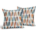 thumbnail image 4 of Mid-Century Pillow Covers 20X20 Inch Blue Orange Drop Shapes Square Pillow Cases Modern Retro Linen Throw Pillows Set of 2 Home Decor for Living Room Couch Cushion Porch Outdoor, 4 of 6