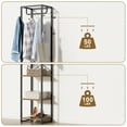 thumbnail image 5 of JOZ 70" Industrial Coat Rack with Shelf - Freestanding Hall Tree Entryway Organizer, 8 Hooks & Storage Bench for Coats, Shoes, Bags (Rustic Brown), 5 of 8