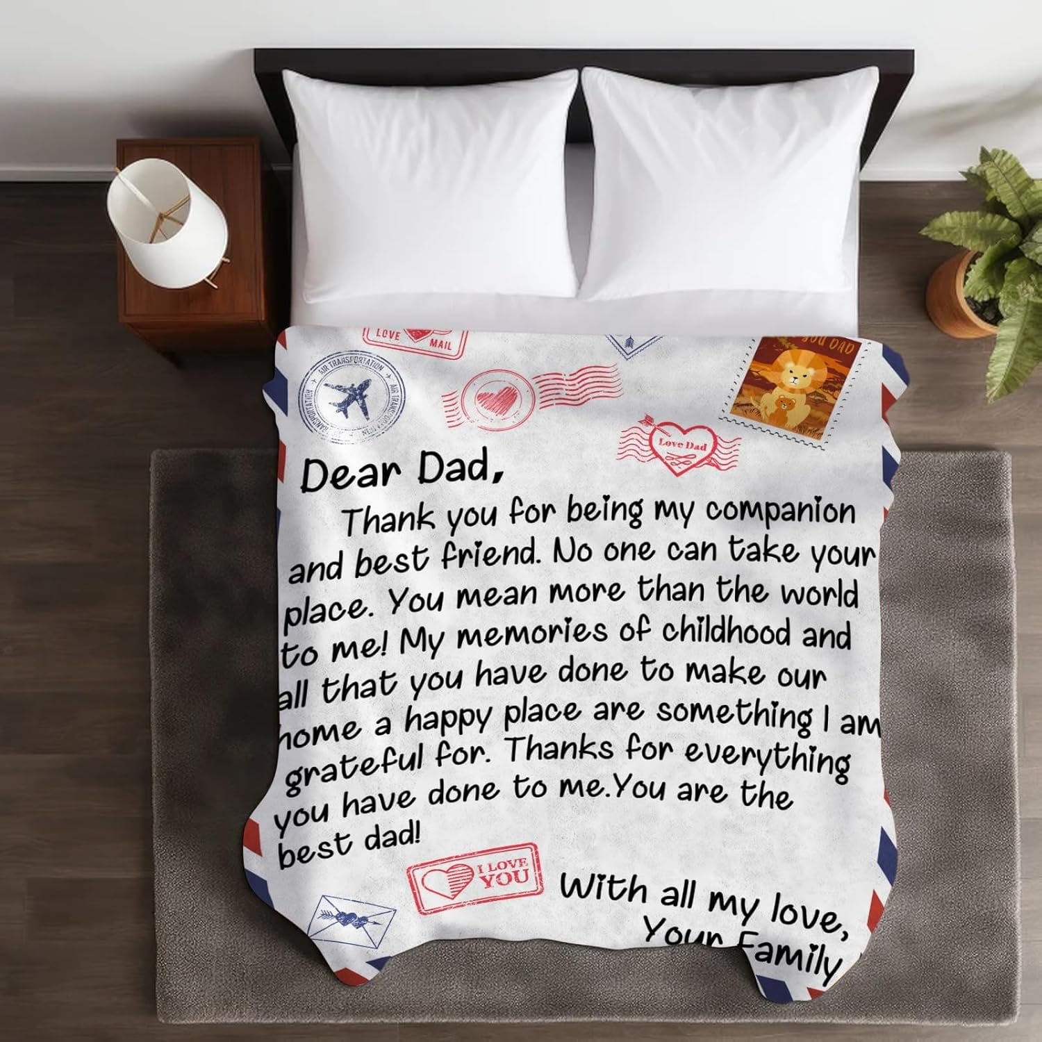 Dad Gift Blanket, Dad Blanket from Daughter, Dad Gifts from Son Daughter, Birthday Gifts for Dad, Father''s Gifts for Dad, Gifts for Dad, Postcard Letter Blanket for Dad-60*80