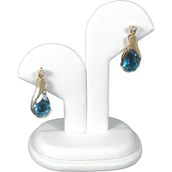 White Leather Earring Display Stand Jewelry Showcase