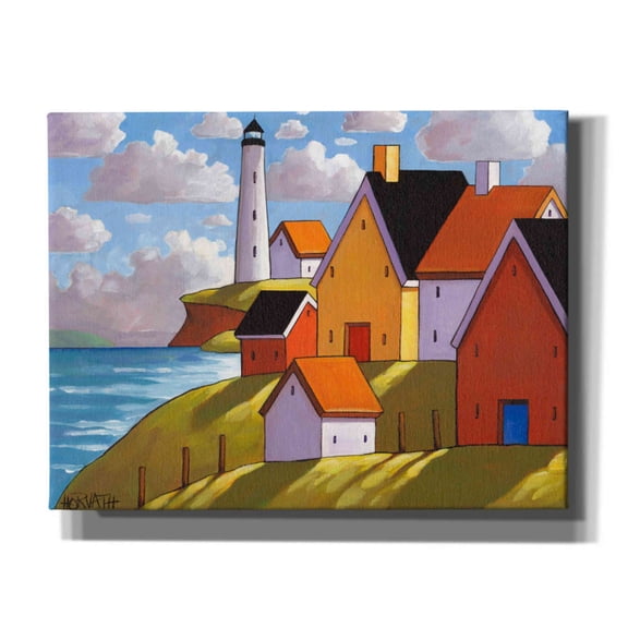 Epic Graffiti 'Lighthouse Cottage Hillside View ' by Cathy Horvath-Buchanan, Canvas Wall Art, 34"x26"