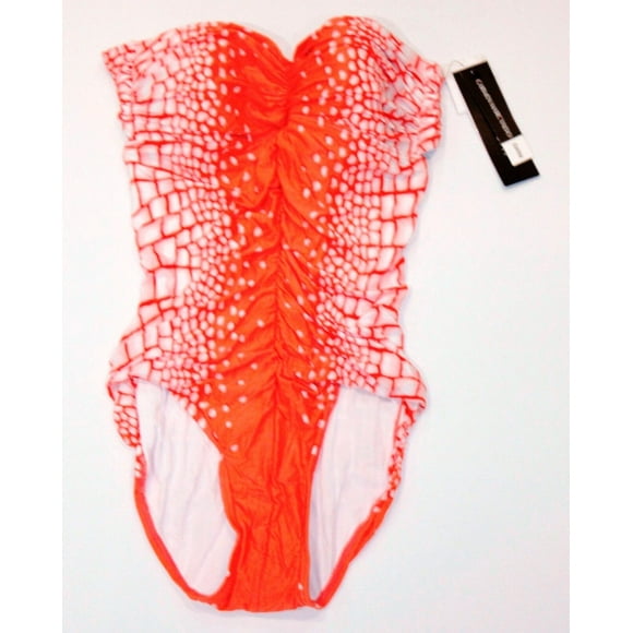 CARMEN MARC VALVO Bandeau Swimsuit Sunset Coral ( 6 )