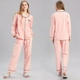 thumbnail image 4 of Women‘s Large Size Long-sleeved Pajamas Soft Cotton Solid Color Home Service Two-piece Set L-4XL, 4 of 6