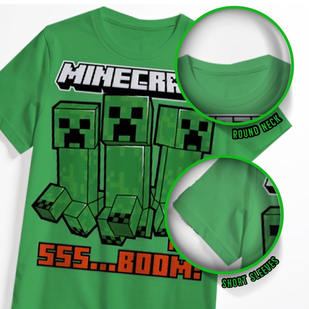 Minecraft Boy's Short Sleeve T-Shirt 4-Pack - Creeper, Skeleton, Zombie Graphic Tee Set for Kids (Sizes 4-16)
