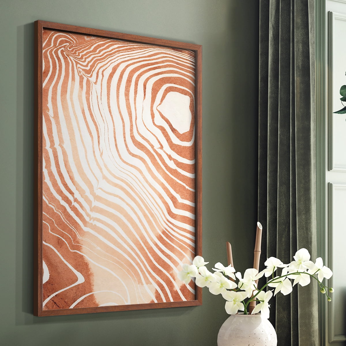 Wood Grain Suminagashi II Framed Print - Solid Wood in Single Picture Frame Solid Wood 2 Framed Print
