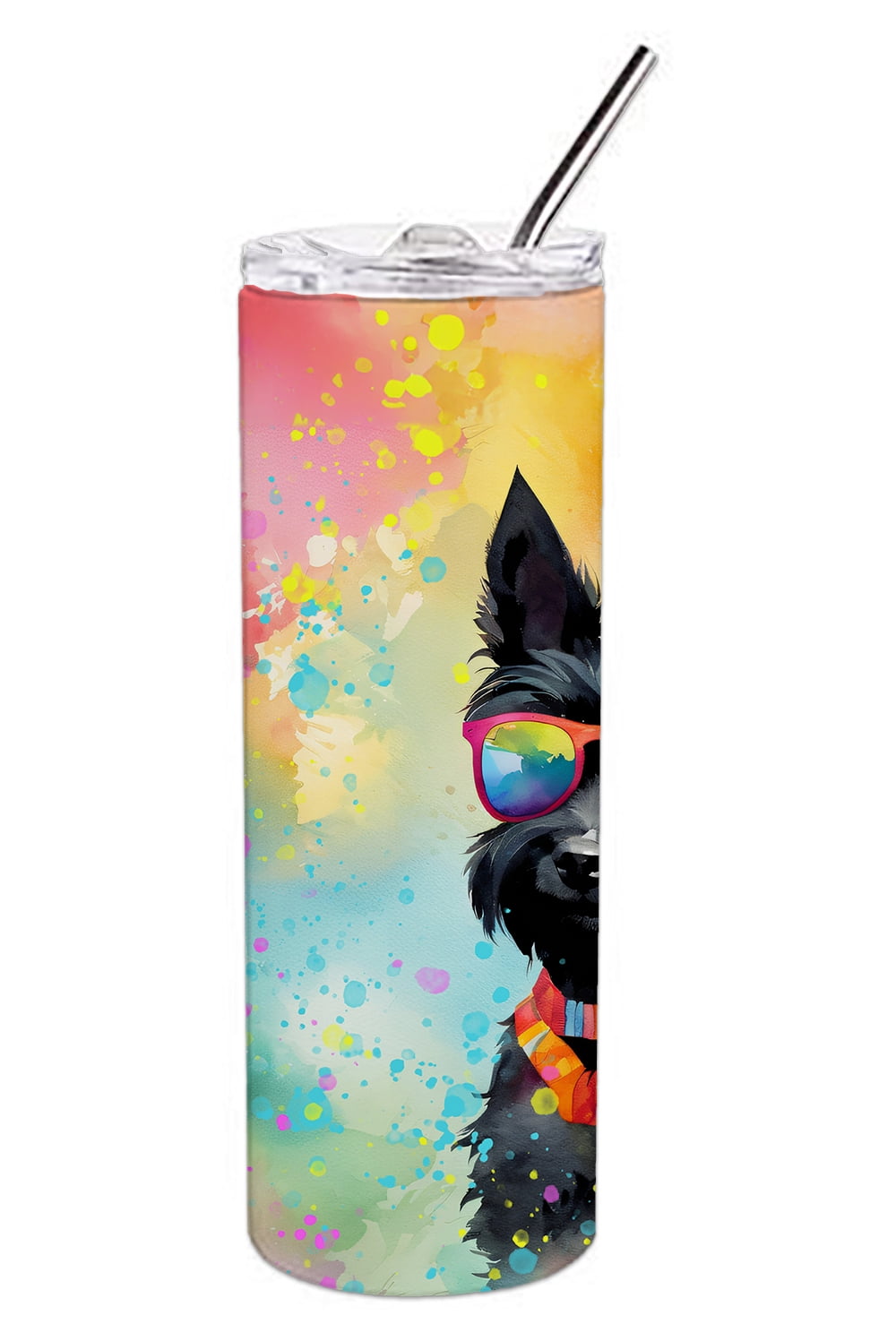 Carolines Treasures DAC2557TBL20 3 x 8.25 x 3 in. Scottish Terrier Hippie Dawg Stainless Steel Skinny Tumbler