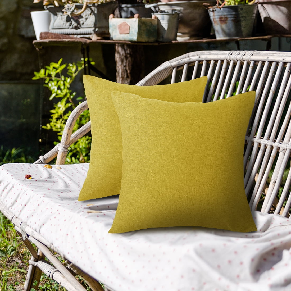 Unique Bargains 2-Pack Solid Waterproof Decorative Throw Pillow Covers Yellow 20" x 20"