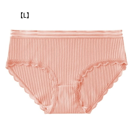 

Elenxs Women Cotton Underwear Girl Breathable Briefs Moisture Wicking Elastic Panty with Lace Edge